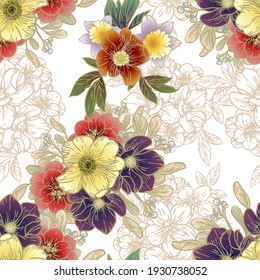 Abstrakte Eleganz, nahtloses Muster mit floralem Hintergrund