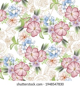 Abstract elegance seamless pattern with floral background