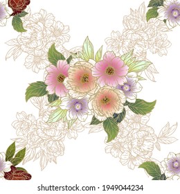 Abstract elegance seamless pattern with floral background