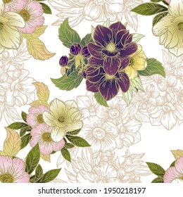 Abstract elegance seamless pattern with floral background
