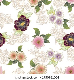 Abstract elegance seamless pattern with floral background