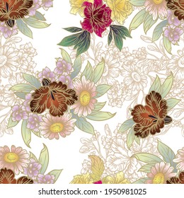 Abstract elegance seamless pattern with floral background