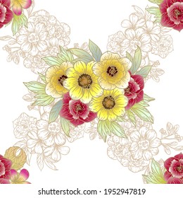 Abstract elegance seamless pattern with floral background