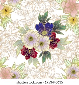 Abstract elegance seamless pattern with floral background
