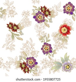 Abstract elegance seamless pattern with floral background