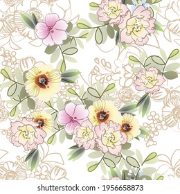 Abstrakte Eleganz, nahtloses Muster mit floralem Hintergrund