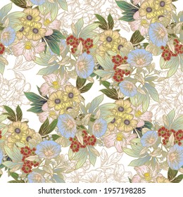 Abstract elegance seamless pattern with floral background