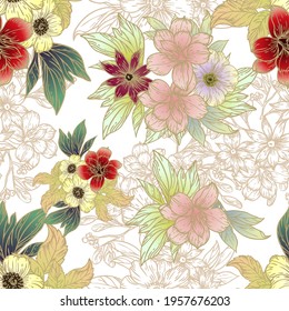 Abstract elegance seamless pattern with floral background