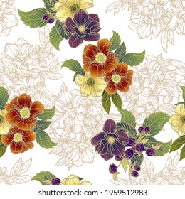 Abstract elegance seamless pattern with floral background