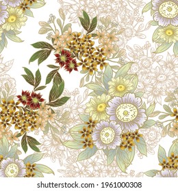 Abstract elegance seamless pattern with floral background