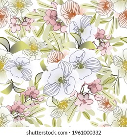 Abstract elegance seamless pattern with floral background