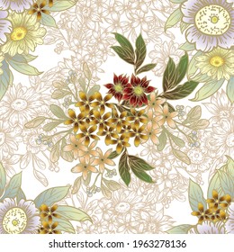 Abstract elegance seamless pattern with floral background