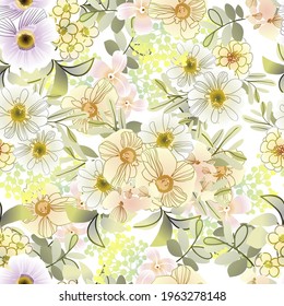 Abstract elegance seamless pattern with floral background