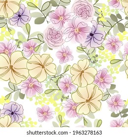 Abstract elegance seamless pattern with floral background