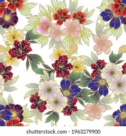 Abstract elegance seamless pattern with floral background