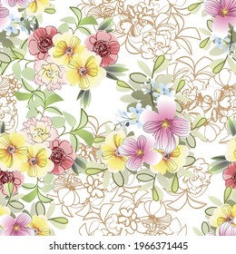 Abstrakte Eleganz, nahtloses Muster mit floralem Hintergrund