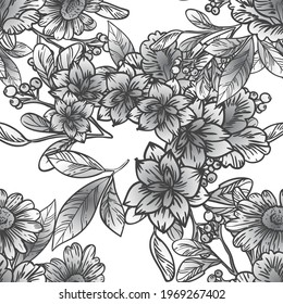 Abstract elegance seamless pattern with floral background