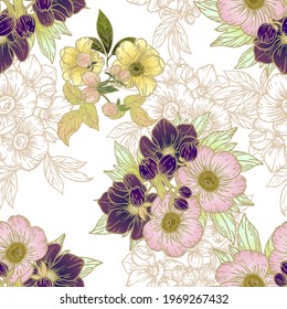 Abstract elegance seamless pattern with floral background
