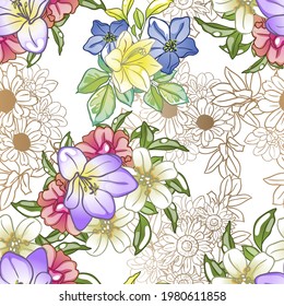 Abstract elegance seamless pattern with floral background