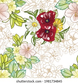 Abstract elegance seamless pattern with floral background