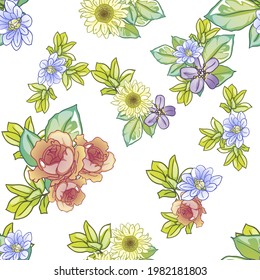 Abstract elegance seamless pattern with floral background