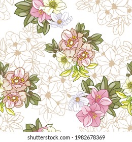 Abstract elegance seamless pattern with floral background