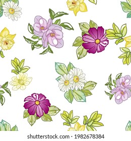 Abstract elegance seamless pattern with floral background