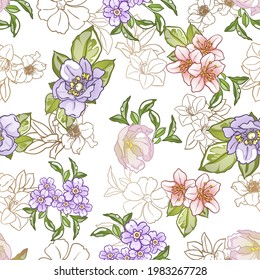 Abstract elegance seamless pattern with floral background