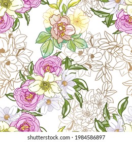 Abstract elegance seamless pattern with floral background