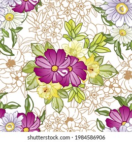 Abstract elegance seamless pattern with floral background