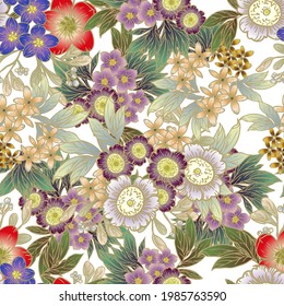 Abstract elegance seamless pattern with floral background