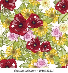 Abstract elegance seamless pattern with floral background