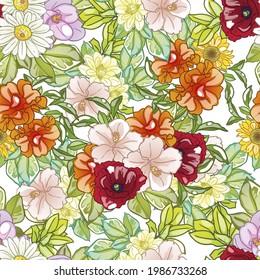 Abstract elegance seamless pattern with floral background