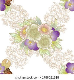 Abstract elegance seamless pattern with floral background