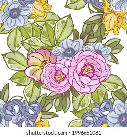 Abstract elegance seamless pattern with floral background