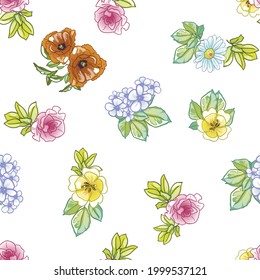 Abstract elegance seamless pattern with floral background
