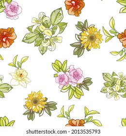 Abstract elegance seamless pattern with floral background