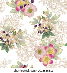 Abstract elegance seamless pattern with floral background