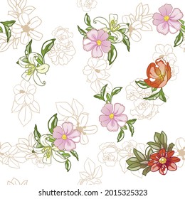 Abstract elegance seamless pattern with floral background