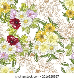 Abstract elegance seamless pattern with floral background