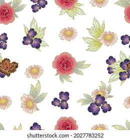 Abstract elegance seamless pattern with floral background
