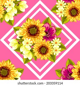 Abstract Elegance Seamless pattern with floral background