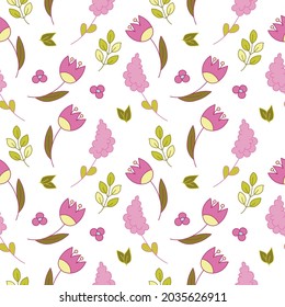 Abstract elegance seamless pattern with floral background. Seamless floral pattern. Flowers and leaves, folk style for textile, wallpaper and wrapping
