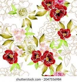 Abstract elegance seamless pattern with floral background