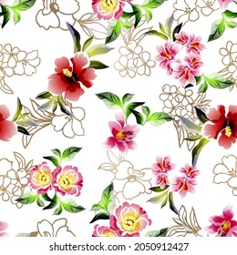 Abstract elegance seamless pattern with floral background