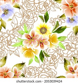 Resumen de la elegancia sin problemas con fondo floral