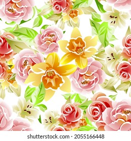 Abstract elegance seamless pattern with floral background