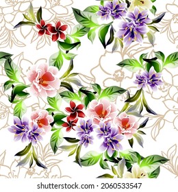 Abstract elegance seamless pattern with floral background