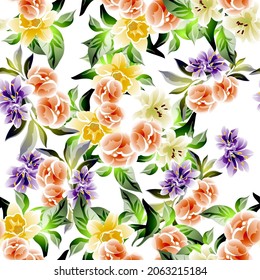 Abstract elegance seamless pattern with floral background