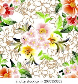 Abstract elegance seamless pattern with floral background